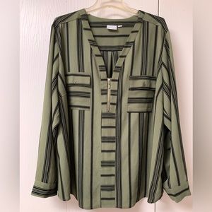 Kim Rogers Blouse Long Sleeve V-neck Quarter Zipper Size 2X Petite